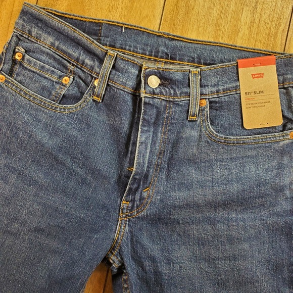 New Levi's 511 Slim Jeans Mens W32 L29 Blue Stretch Denim 04511-6363 - Picture 2 of 10